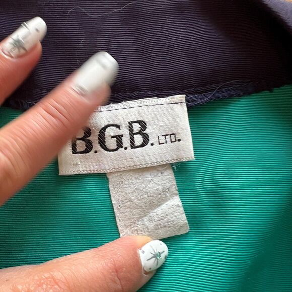 vtg 80s color blocked green open front blazer size 14 made in USA casual - Picture 11 of 12